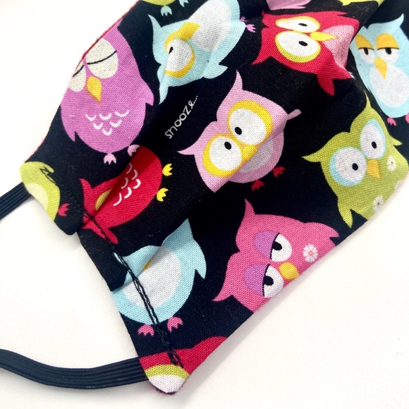 Kids Owl / Flannel Reverse Face Mask - Picture 1 of 3
